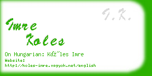 imre koles business card